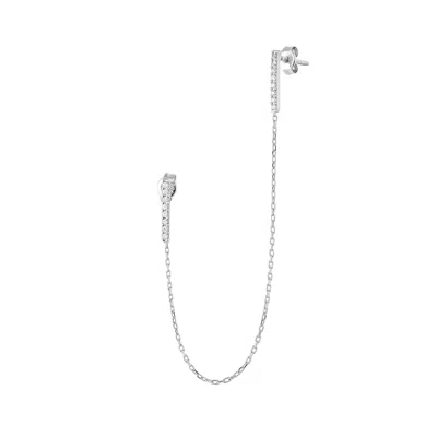 Spero London Women's Chained Bar Chain Earring Sterling Silver - Silver