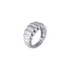 Spero London Women's Chunky Multi Dished Adjustable Statement Sterling Silver Croissant Ring - Silver In Silver
