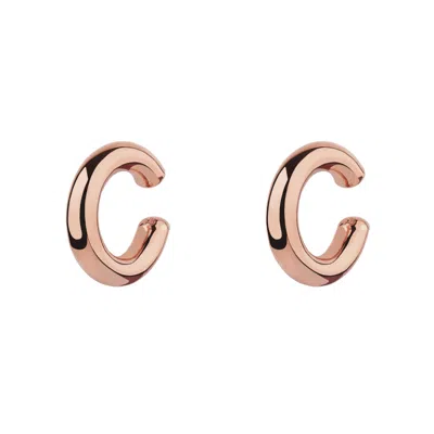 Spero London Women's Chunky Sterling Rose Gold Ear Cuff No Piercing Pair - Rose Gold