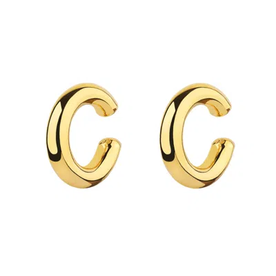 Spero London Women's Chunky Sterling Silver Ear Cuff No Piercing Pair - Gold