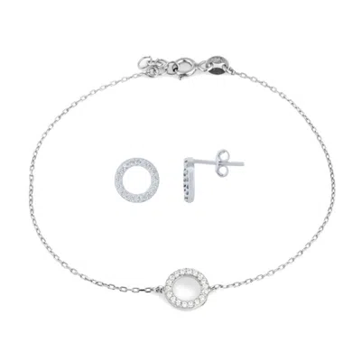Spero London Women's Circle Bracelet & Stud Set In Sterling Silver