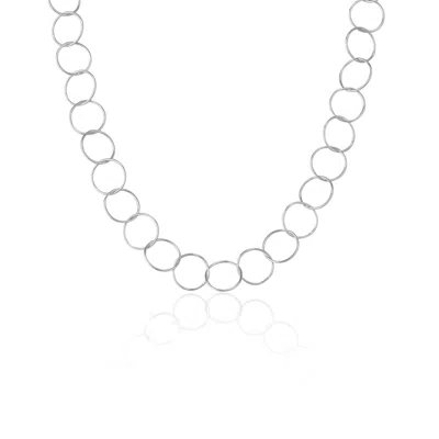 Spero London Women's Circle Hoops Sterling Silver Chain Necklace - Silver