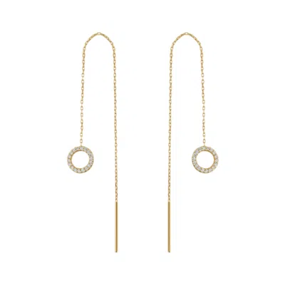 Spero London Women's Circle Round Drop Sterling Silver Threader Earrings - Gold
