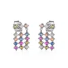 Spero London Women's Colourful Rainbow Jewelled Sterling Silver Cluster Stud Drop Earring In Silver