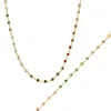 Spero London Women's Colourful Rainbow Jewelled Tennis Style Sterling Silver Chain Necklace & Bracelet Set - Gold