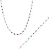 Spero London Women's Colourful Rainbow Jewelled Tennis Style Sterling Silver Chain Necklace & Bracelet Set - Silv