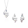 Spero London Women's Colourful Rainbow Rain Drop Earring & Necklace Set In Sterling Silver In Silver