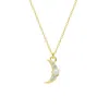 Spero London Women's Crescent New Moon Opal Sterling Silver Necklace - White