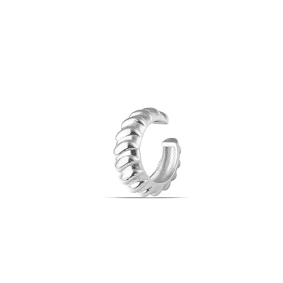 Spero London Women's Croissant Ear Cuff No Piercing Sterling Silver One Piece - Silver