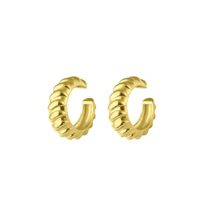 Spero London Women's Croissant Ear Cuff No Piercing Sterling Silver Pair - Gold