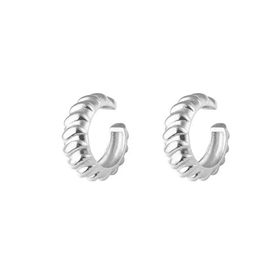 Spero London Women's Croissant Ear Cuff No Piercing Sterling Silver Pair - Silver