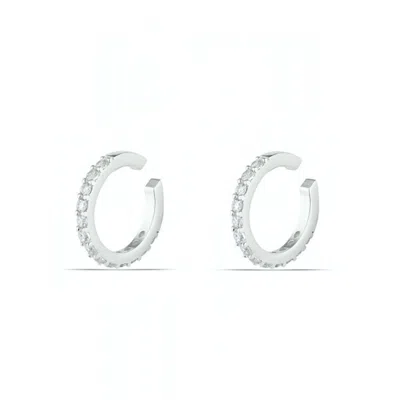 Spero London Women's Cubic Zirconia Sterling Silver Ear Cuff No Piercing - Silver - Pair