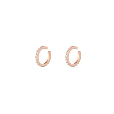 Spero London Women's Cubic Zirconia Sterling Silver Ear Cuffs No Piercing - Pair - Rose Gold