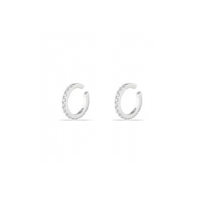 Spero London Women's Cubic Zirconia Sterling Silver Ear Cuffs No Piercing - Pair - Silver