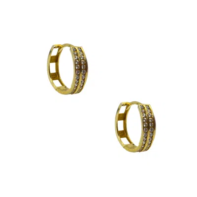 Spero London Women's Cubic Zirconia Sterling Silver Pave Hoop Earrings - Gold