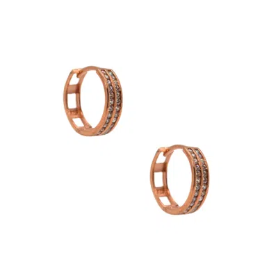 Spero London Women's Cubic Zirconia Sterling Silver Pave Hoop Earrings - Rose Gold