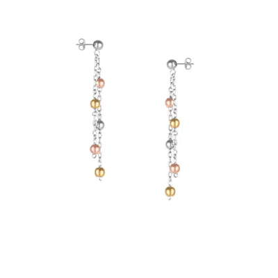 Spero London Women's Dorica Sterling Silver Multi Bead Drop Earring - Multicolor In Gray