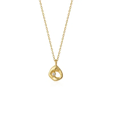 Spero London Women's Dripping Molten Natural Textured Sterling Silver Authentic Pendant Necklace - Gold