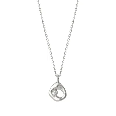 Spero London Women's Dripping Molten Natural Textured Sterling Silver Authentic Pendant Necklace - Silver