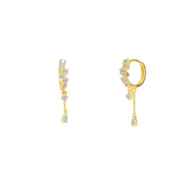 Spero London Women's Dripping Sterling Silver Huggie Drop Earring - Gold