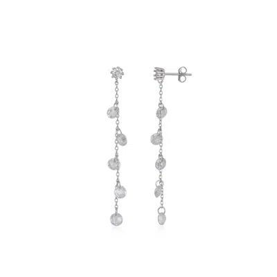 Spero London Women's Drop Crystal Sterling Silver Earring - Silver