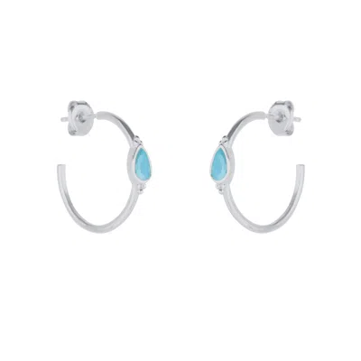 Spero London Women's Drop Turquoise Solitaire Earring Sterling Silver - Turquoise - Silver