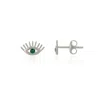 Spero London Women's Emerald Color Eye Stud Earring Sterling Silver - Silver