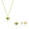 Spero London Women's Emerald Eye Evil Eye Sterling Silver Necklace & Stud Earring Set - Gold In Gold