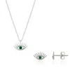 Spero London Women's Emerald Eye Evil Eye Sterling Silver Necklace & Stud Earring Set - Silver