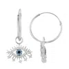 Spero London Evil Eye Earring Blue Eye Eyelash Sterling Silver Earring In Metallic