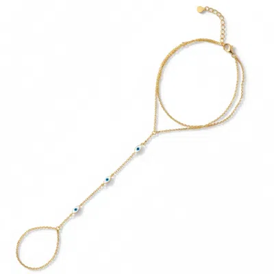 Spero London Women's Evil Eye Sterling Silver Hand Chain - Gold