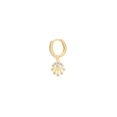 Spero London Women's Fine 14ct Solid Gold Evil Eye Drop Single Earring