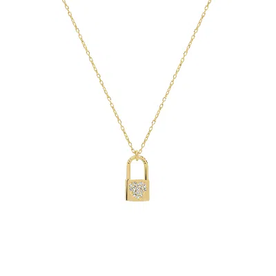 Spero London Women's Fine 14ct Solid Gold Padlock Necklace