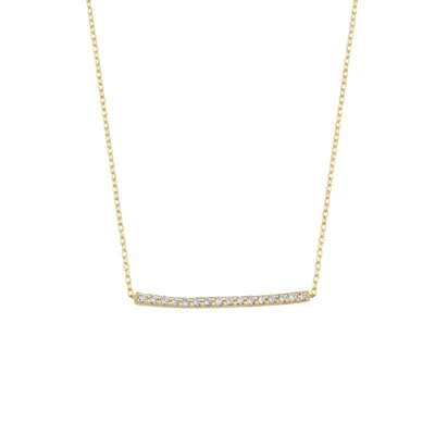 Spero London Women's Fine Diamond Curved Bar Necklace 14ct Solid Gold