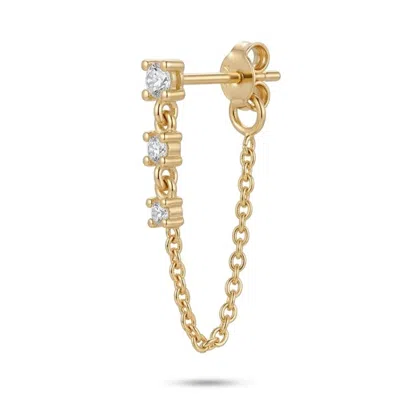 Spero London Women's Fine Diamond Linked Tennis Earring In 14ct Solid Gold - Single - Yellow Gold In Orange