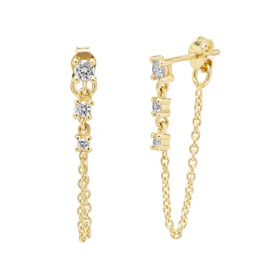 Spero London Women's Fine Diamond Linked Tennis Earrings In 14ct Solid Gold