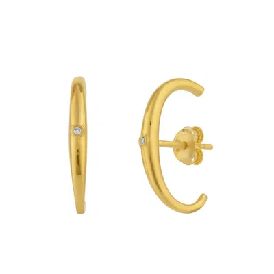 Spero London Women's Fine Diamond Sterling Silver Ear Suspension Semi-hoop Earrings - Gold