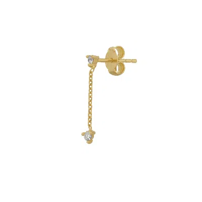 Spero London Women's Fine Double Diamond Drop Single Earring 14ct Solid Gold