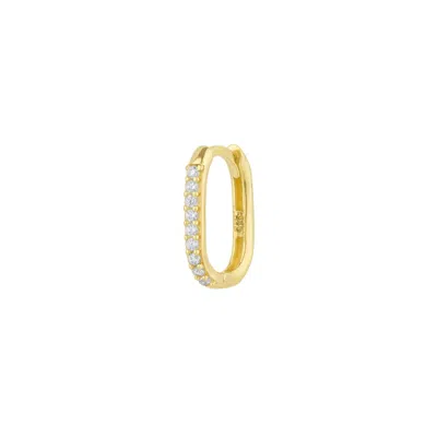 Spero London Women's Fine Pave Ovate Hoop Single Earring 14ct Solid Gold