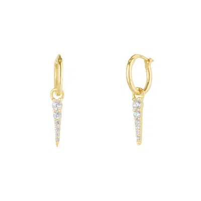 Spero London Women's Fine Spike Pave Hoop Earrings 14k Solid Gold