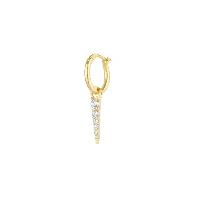 Spero London Women's Fine Spike Pave Hoop Single Earring 14ct Solid Gold