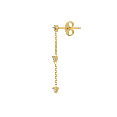 Spero London Women's Fine Triple Diamond Drop Single Earring 14ct Solid Gold