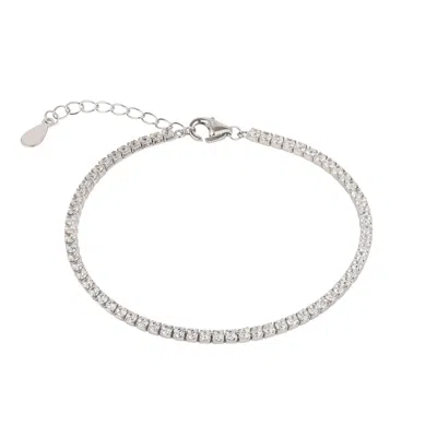 Spero London Women's Flat Back Sterling Silver Fine Tennis Bracelet