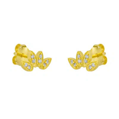 Spero London Women's Flower Stud Sterling Silver Earring - Gold