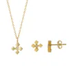 Spero London Women's Four Cube Blocks Natural Textured Sterling Silver Authentic Earring & Pendant Necklace Set - In Gold