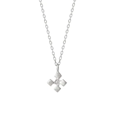 Spero London Women's Four Cube Blocks Natural Textured Sterling Silver Authentic Pendant Necklace - Silver