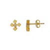 Spero London Women's Four Cube Blocks Natural Textured Sterling Silver Authentic Stud Earring - Gold In Gold