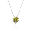 Spero London Women's Four Leaf Clover Sterling Silver Necklace - Mystic Green In Silver