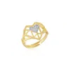 Spero London Women's Geometric Heart Adjustable Ring In Sterling Silver - Gold