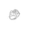 Spero London Women's Geometric Heart Adjustable Ring In Sterling Silver - Silver